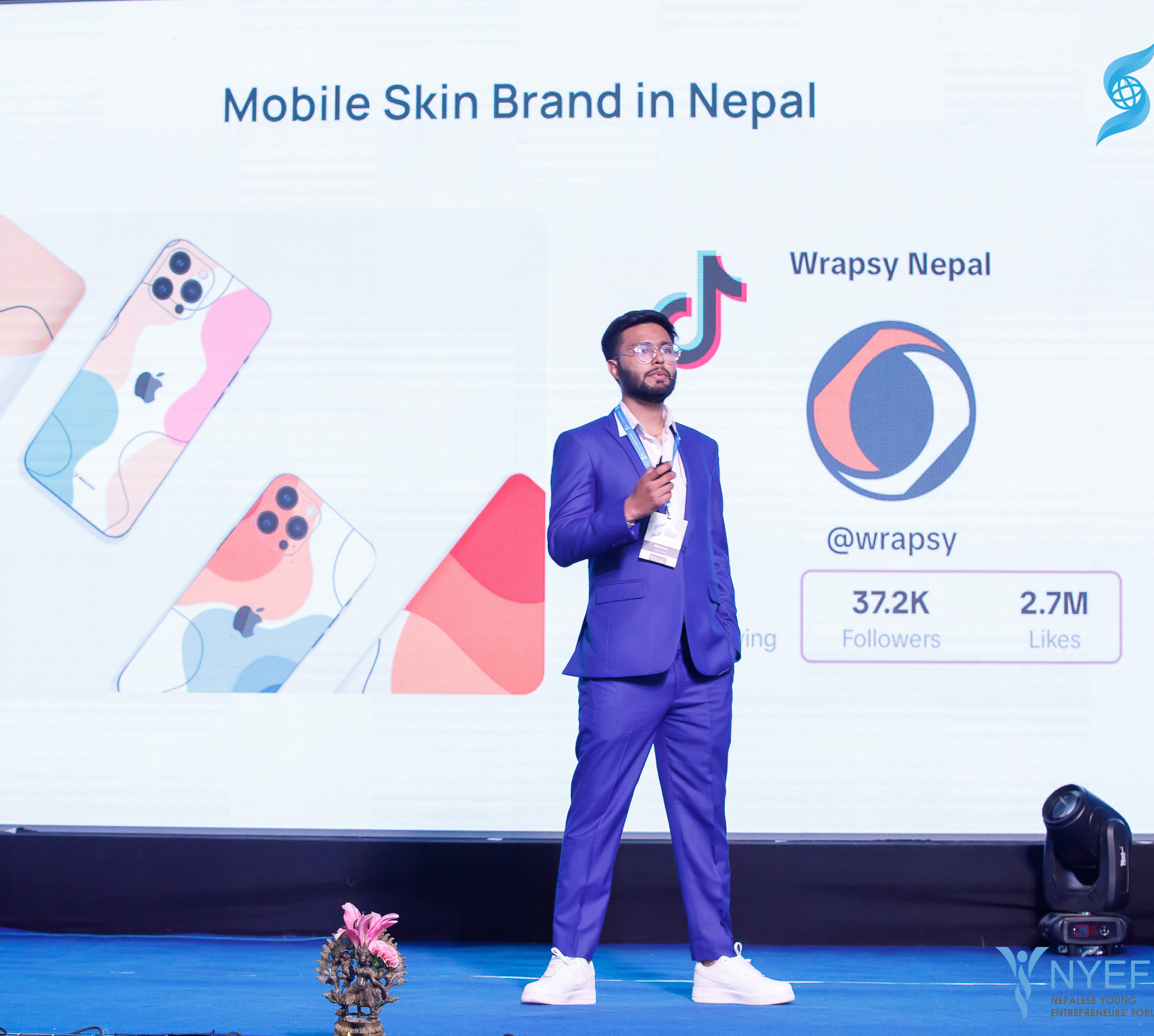 Founder presenting at NYEF - From running Wrapsy Nepal to building Blanxer