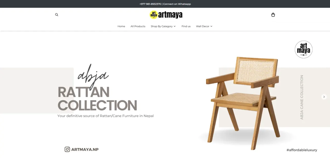 Art Maya Nepal online store home page, built on Blanxer
